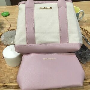 Jill Stuart pink canvas handbag and matching wallet. Pink cream purse